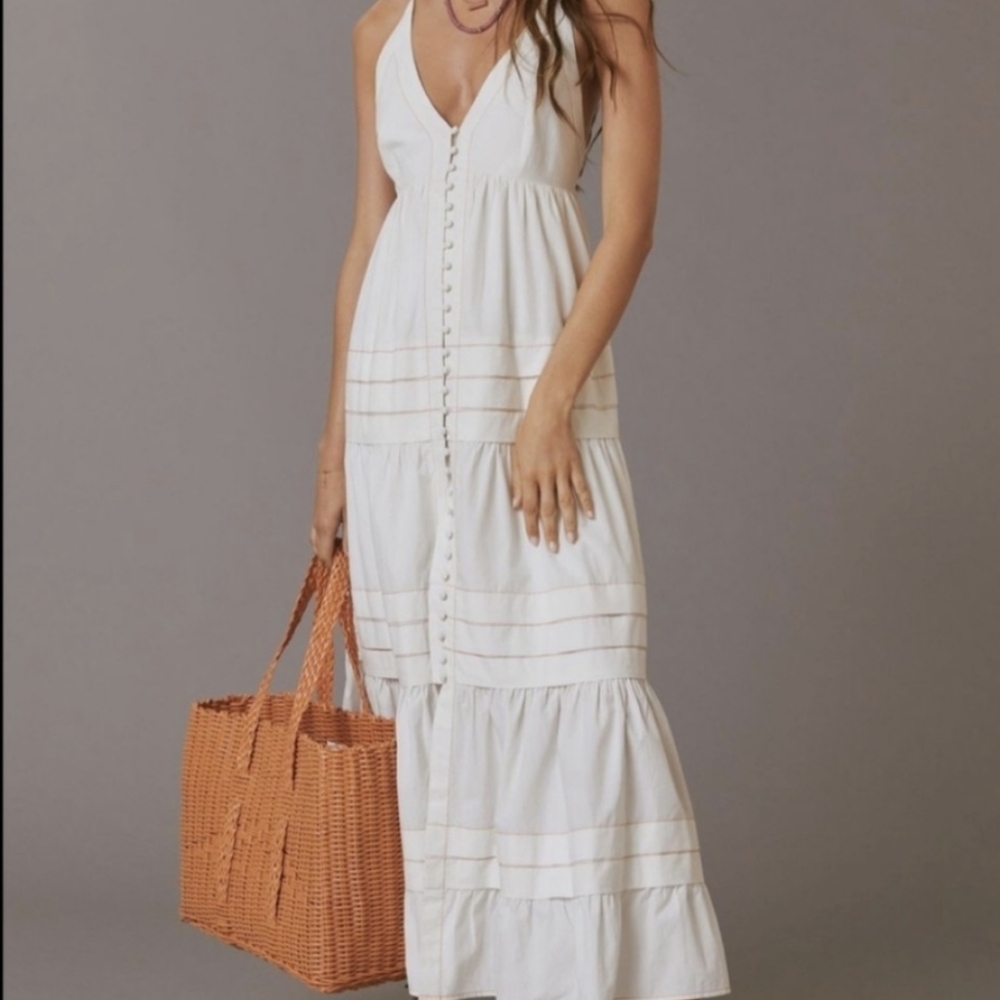 Anthropologie White Maxi Dress